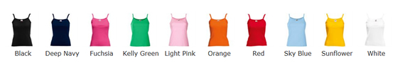 Spahetti Vest Colour Chart